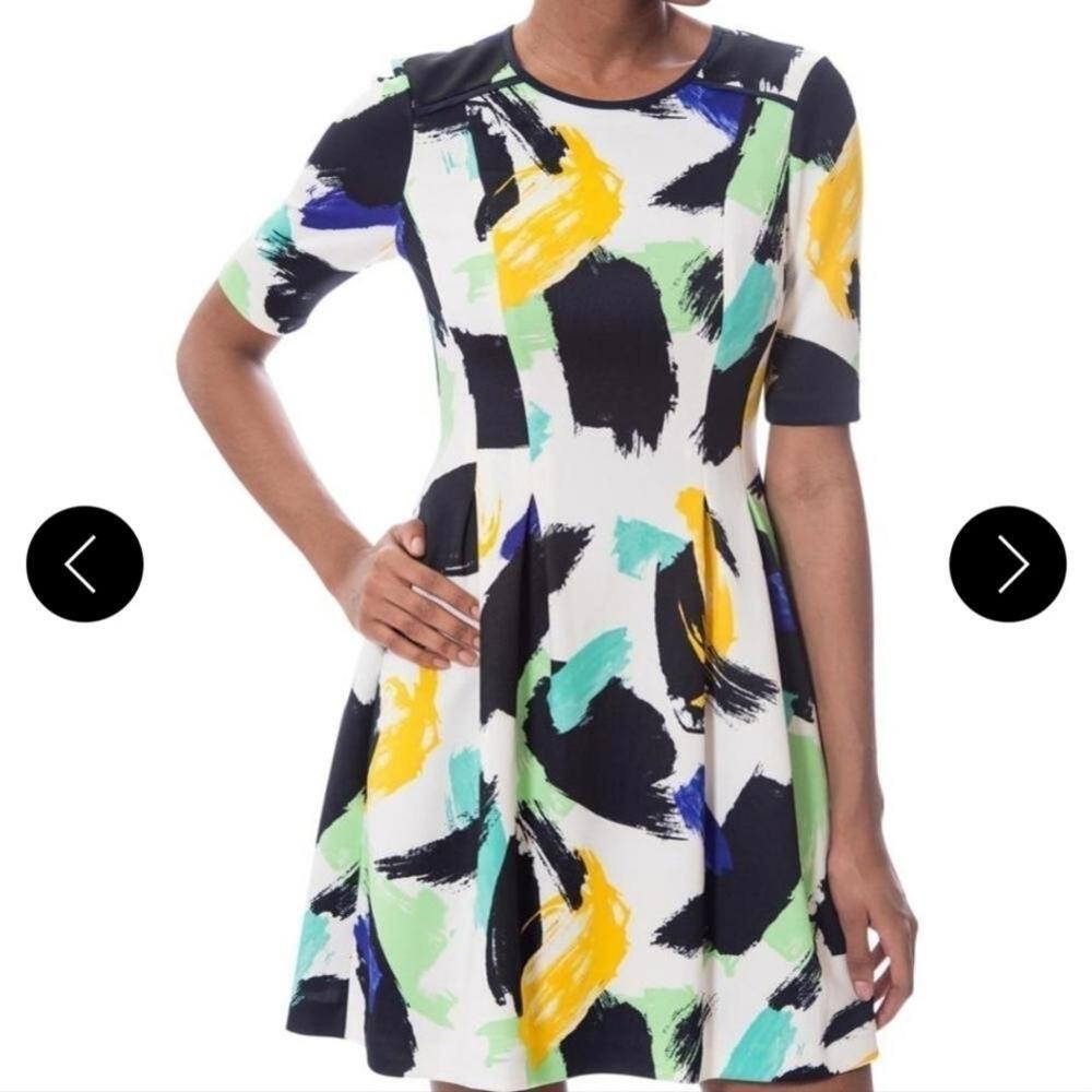 Vince CamutoColorful Sundress Pleated Short Casual Dress US 4